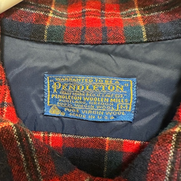 Pendleton VTG 70s Board Shirt Pure Wool Plaid Flannel Medium - Picture 3 of 7